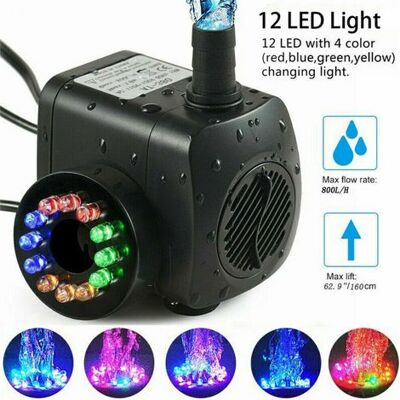 OEM Pompa Per Fontana Da 15 W, Portata Di 800 L/h Con 12 Led Integrati, Ideale Per Laghetti Da Giardino E Decorazioni Per Esterni. OEM Pompa Per Fontana Da 15 W, Portata Di 800 L/h Con 12 Led Integrati, Ideale Per Laghetti Da Giardino E Decorazioni Per Esterni.