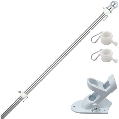 OEM Supporto Per Asta Portabandiera In Alluminio, 180 Cm, Colore Argento. OEM Supporto Per Asta Portabandiera In Alluminio, 180 Cm, Colore Argento.