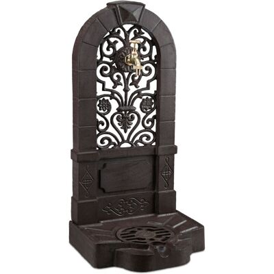 RELAXDAYS Fontana Da Parete Giardino, Terrazza, Stile Antico, Rubinetto, Vaschetta, Hxlxp: 74 X 36 X 30 Cm, Marrone - RELAXDAYS Fontana Da Parete Giardino, Terrazza, Stile Antico, Rubinetto, Vaschetta, Hxlxp: 74 X 36 X 30 Cm, Marrone -