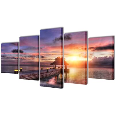 vidaXL Set di Arte su Tela - Spiaggia Tropicale - 200x100cm vidaXL Set di Arte su Tela - Spiaggia Tropicale - 200x100cm