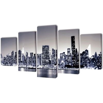 vidaXL Set di Arte Murale - Skyline di New York Monocromatica - 200x100cm vidaXL Set di Arte Murale - Skyline di New York Monocromatica - 200x100cm