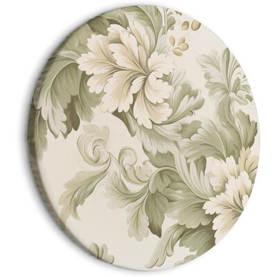 OEM Quadro Rotondo - Fiori Retrò Vintage Nei Toni Del Crema E Del Verde Tenue / Fiori Vintage Dai Colori Chiari OEM Quadro Rotondo - Fiori Retrò Vintage Nei Toni Del Crema E Del Verde Tenue / Fiori Vintage Dai Colori Chiari