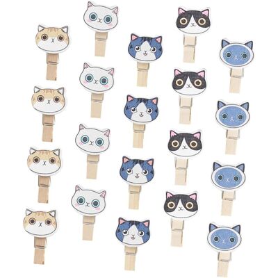 OEM Set Di 20 Clip In Legno A Forma Di Gatto Per Poster E Foto Decorative. OEM Set Di 20 Clip In Legno A Forma Di Gatto Per Poster E Foto Decorative.