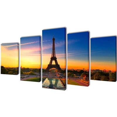 VIDAXL 5 Pz Set Stampa Su Tela Da Muro La Torre Eiffel 200 X 100 Cm VIDAXL 5 Pz Set Stampa Su Tela Da Muro La Torre Eiffel 200 X 100 Cm