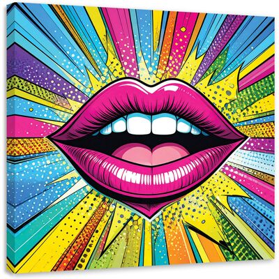 FEEBY Quadro Su Tela, Labbra Rosse In Stile Pop Art, 40x40 FEEBY Quadro Su Tela, Labbra Rosse In Stile Pop Art, 40x40