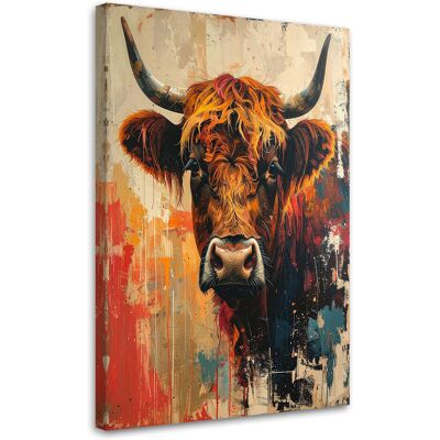 FEEBY Quadro Su Tela Mucca Scozzese Astrazione Colorata 40x60 FEEBY Quadro Su Tela Mucca Scozzese Astrazione Colorata 40x60