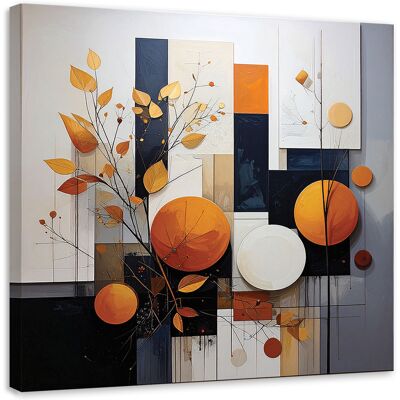 FEEBY Quadro Su Tela, Astrazione Cerchi Foglie Beige Arancione, 40x40 FEEBY Quadro Su Tela, Astrazione Cerchi Foglie Beige Arancione, 40x40