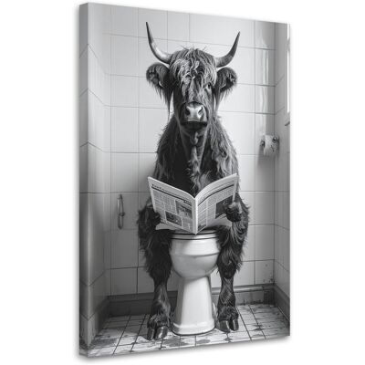 FEEBY Quadro Su Tela, Mucca Nel Bagno, 30x45 FEEBY Quadro Su Tela, Mucca Nel Bagno, 30x45