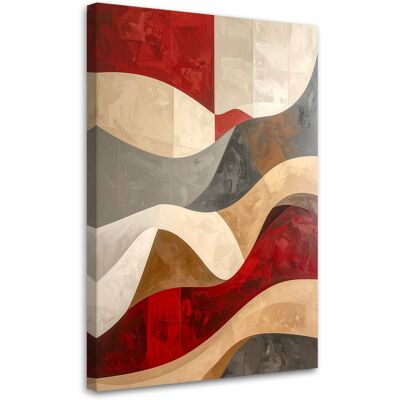 FEEBY Quadro Su Tela, Onde Astratte Nei Toni Del Rosso E Del Beige, 30x45 FEEBY Quadro Su Tela, Onde Astratte Nei Toni Del Rosso E Del Beige, 30x45