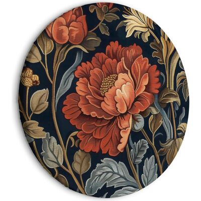 OEM Quadro Rotondo - Grandi Fiori Da Arazzo: Motivo Floreale Retrò In Stile Kilim / Grandi Fiori Da Arazzo In Stile Retrò OEM Quadro Rotondo - Grandi Fiori Da Arazzo: Motivo Floreale Retrò In Stile Kilim / Grandi Fiori Da Arazzo In Stile Retrò