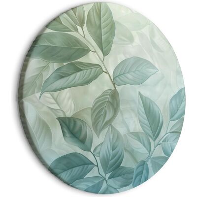 OEM Immagine Rotonda - Grandi Foglie Nelle Tonalità Del Verde Menta: Motivo Botanico / Foglie Di Menta, Grande Motivo Botanico OEM Immagine Rotonda - Grandi Foglie Nelle Tonalità Del Verde Menta: Motivo Botanico / Foglie Di Menta, Grande Motivo Botanico