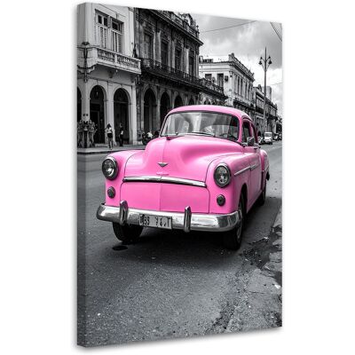 FEEBY Quadro Su Tela, Auto D'Epoca Classica Parcheggiata In Una Strada Dell'avana, 70x100 FEEBY Quadro Su Tela, Auto D'Epoca Classica Parcheggiata In Una Strada Dell'avana, 70x100