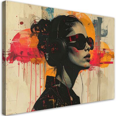 FEEBY Quadro Su Tela Ritratto Femminile Colorato In Stile Art Moderno 30x20 FEEBY Quadro Su Tela Ritratto Femminile Colorato In Stile Art Moderno 30x20