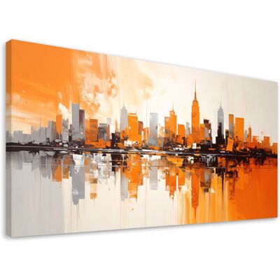 FEEBY Quadro Su Tela, Edifici Urbani Arancioni Pittura Imitazione, 120x60 FEEBY Quadro Su Tela, Edifici Urbani Arancioni Pittura Imitazione, 120x60
