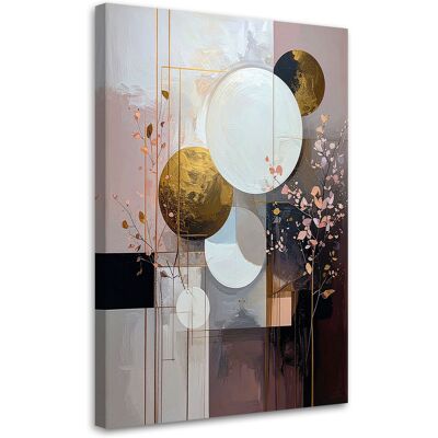 FEEBY Quadro Su Tela, Astrazione Rosa Forme Cerchi Foglie, 40x60 FEEBY Quadro Su Tela, Astrazione Rosa Forme Cerchi Foglie, 40x60