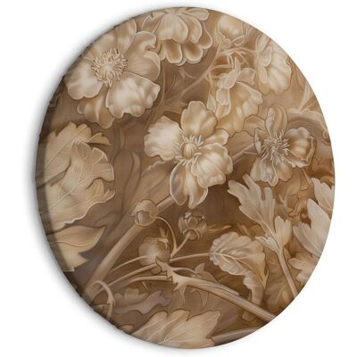 OEM Quadro Rotondo - Ornamenti Floreali Intagliati In Delicate Tonalità Seppia E Marrone / Ornamenti Floreali E Vegetali Intagliati OEM Quadro Rotondo - Ornamenti Floreali Intagliati In Delicate Tonalità Seppia E Marrone / Ornamenti Floreali E Vegetali Intagliati