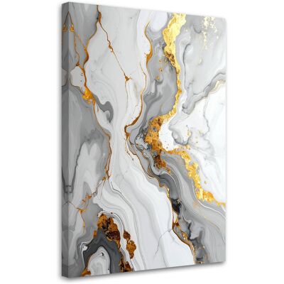 FEEBY Quadro Su Tela Astrazione Marmo Grigio E Dorato 40x60 FEEBY Quadro Su Tela Astrazione Marmo Grigio E Dorato 40x60