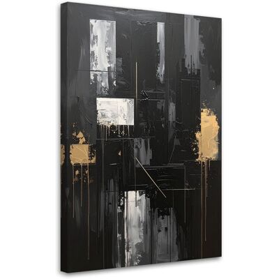 FEEBY Quadro Su Tela Forme Astratte Nero Oro 40x60 FEEBY Quadro Su Tela Forme Astratte Nero Oro 40x60