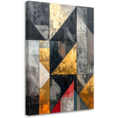 FEEBY Quadro Su Tela Astrazione Forme Grigio E Oro 40x60 FEEBY Quadro Su Tela Astrazione Forme Grigio E Oro 40x60