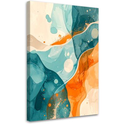FEEBY Quadro Su Tela, Astratto Pastello Nei Toni Del Beige E Del Turchese, 30x45 FEEBY Quadro Su Tela, Astratto Pastello Nei Toni Del Beige E Del Turchese, 30x45