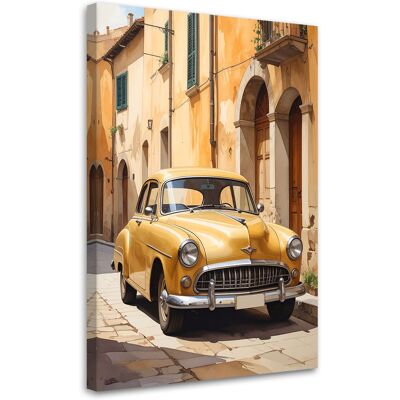 FEEBY Quadro Su Tela, Italia Toscana Strada E Auto D'Epoca, 80x120 FEEBY Quadro Su Tela, Italia Toscana Strada E Auto D'Epoca, 80x120