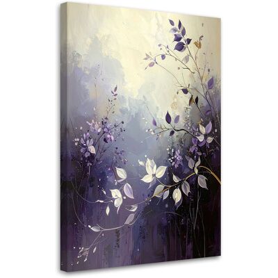 FEEBY Quadro Su Tela, Astrazione Foglie Rametti Viola, 40x60 FEEBY Quadro Su Tela, Astrazione Foglie Rametti Viola, 40x60