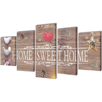 VIDAXL Set Stampa Su Tela Da Muro 5 Pz Home Sweet Home 100 X 50 Cm - VIDAXL Set Stampa Su Tela Da Muro 5 Pz Home Sweet Home 100 X 50 Cm -