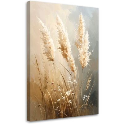 FEEBY Quadro Su Tela, Erba Papma Natura Nei Toni Del Beige, 70x100 FEEBY Quadro Su Tela, Erba Papma Natura Nei Toni Del Beige, 70x100