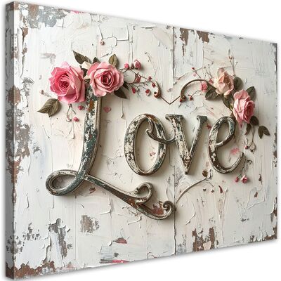 FEEBY Quadro Su Tela, Insegna Amore Stile Retrò, 45x30 FEEBY Quadro Su Tela, Insegna Amore Stile Retrò, 45x30