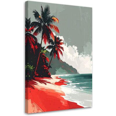 FEEBY Quadro Su Tela, Spiaggia Tropicale Pastello Mare Palme Paesaggio, 40x60 FEEBY Quadro Su Tela, Spiaggia Tropicale Pastello Mare Palme Paesaggio, 40x60