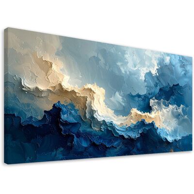 FEEBY Quadro Su Tela, Onde Blu Forme, 120x60 FEEBY Quadro Su Tela, Onde Blu Forme, 120x60