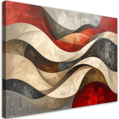 FEEBY Quadro Su Tela, Astrattismo Linee Forme Beige Rosso, 45x30 FEEBY Quadro Su Tela, Astrattismo Linee Forme Beige Rosso, 45x30