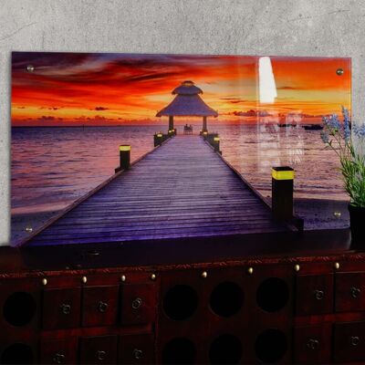 DÉCOSHOP26 - Dipinto Su Vetro Con Motivo Tramonto, Decorazione Da Appendere Dec04023 DÉCOSHOP26 - Dipinto Su Vetro Con Motivo Tramonto, Decorazione Da Appendere Dec04023