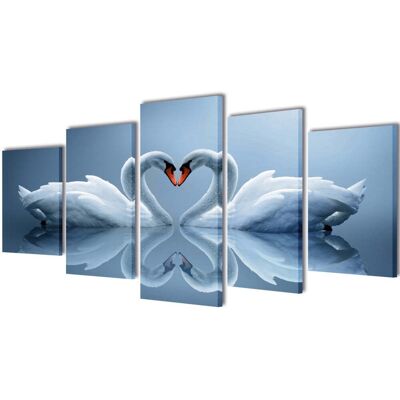 DÉCOSHOP26 - Kit Decorazione Murale Su Tela Da 5 Pezzi 200x100 Cm Cigno Dec02010 DÉCOSHOP26 - Kit Decorazione Murale Su Tela Da 5 Pezzi 200x100 Cm Cigno Dec02010