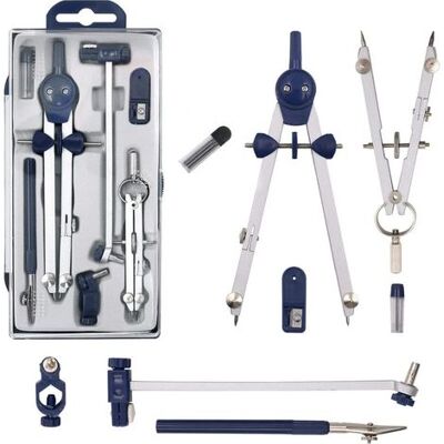 OEM Set Di Compasso In Acciaio Inox Con 5 Accessori. Matita Meccanica Da 2 Mm Per Geometria E Disegno. Custodia In Plastica Infrangibile. OEM Set Di Compasso In Acciaio Inox Con 5 Accessori. Matita Meccanica Da 2 Mm Per Geometria E Disegno. Custodia In Plastica Infrangibile.
