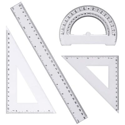 OEM Set Di Righelli Multifunzionali - Include Righello Dritto, Squadra, Goniometro E Squadra Isoscele - Strumenti Di Misurazione Precisi Per La Scuola E L'Ufficio OEM Set Di Righelli Multifunzionali - Include Righello Dritto, Squadra, Goniometro E Squadra Isoscele - Strumenti Di Misurazione Precisi Per La Scuola E L'Ufficio