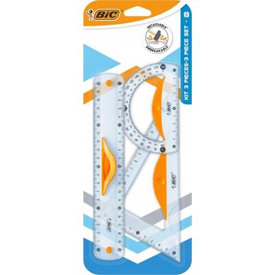 Bic Kit Di Geometria Righello 20 Cm Triangolo 60° Bic Kit Di Geometria Righello 20 Cm Triangolo 60°
