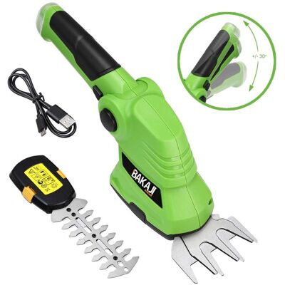 BAKAJI Forbici Cesoie Sfoltirami Elettrico A Batteria Tagliaerba Tagliasiepi Usb 2 Lame BAKAJI Forbici Cesoie Sfoltirami Elettrico A Batteria Tagliaerba Tagliasiepi Usb 2 Lame