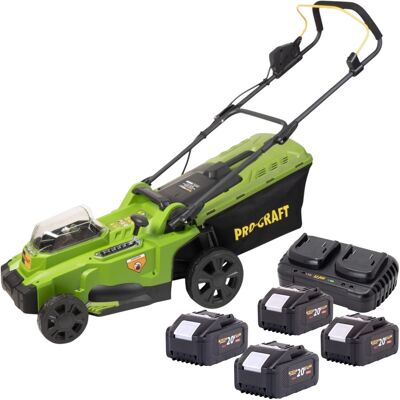 Procraft Tosaerba A Batteria Plm20bb 40 V ( 2x 20 V ) 370 Mm Brushless + 4x Batteria 8,0 Ah + Caricabatteria Procraft Tosaerba A Batteria Plm20bb 40 V ( 2x 20 V ) 370 Mm Brushless + 4x Batteria 8,0 Ah + Caricabatteria