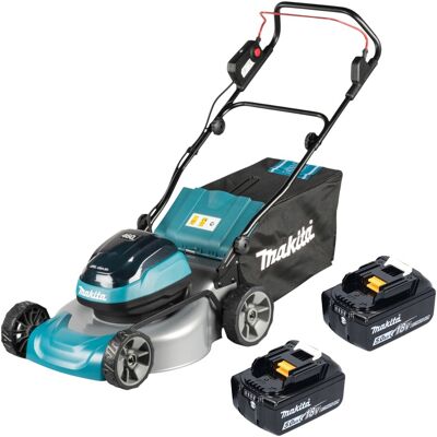 Makita Tosaerba A Batteria Dlm 466 T2 36 V (2x 18 V) 46 Cm Brushless + 2 Batterie Da 5,0 Ah - Senza Caricabatterie Makita Tosaerba A Batteria Dlm 466 T2 36 V (2x 18 V) 46 Cm Brushless + 2 Batterie Da 5,0 Ah - Senza Caricabatterie