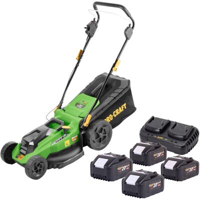 Procraft Tosaerba A Batteria Plm23bb 40 V (2x 20 V) 430 Mm Brushless + 4 Batterie Da 8,0 Ah + Caricabatterie Procraft Tosaerba A Batteria Plm23bb 40 V (2x 20 V) 430 Mm Brushless + 4 Batterie Da 8,0 Ah + Caricabatterie
