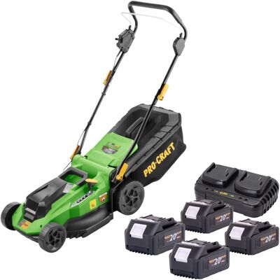Procraft Tosaerba A Batteria Plm21bb 40 V (2x 20 V) 380 Mm Brushless + 4 Batterie Da 4,0 Ah + Caricabatterie Procraft Tosaerba A Batteria Plm21bb 40 V (2x 20 V) 380 Mm Brushless + 4 Batterie Da 4,0 Ah + Caricabatterie