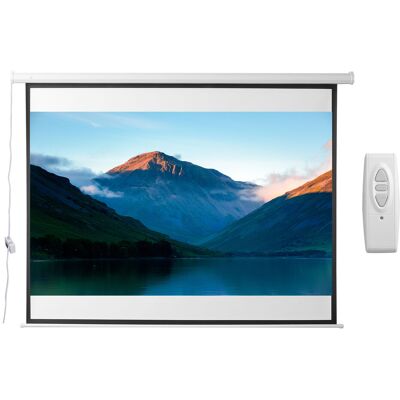 HOMCOM Schermo Per Proiettore 100 Pollici Formato 4:3 Regolabile Con Telecomando, Schermo Di Proiezione Motorizzato Compatto, Installazione A Parete O Soffitto, 203x152 Cm, Bianco HOMCOM Schermo Per Proiettore 100 Pollici Formato 4:3 Regolabile Con Telecomando, Schermo Di Proiezione Motorizzato Compatto, Installazione A Parete O Soffitto, 203x152 Cm, Bianco
