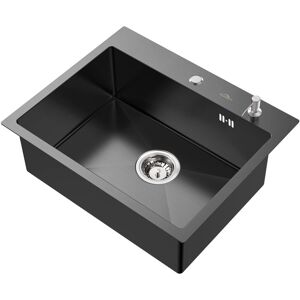 AURALUM MAX - Auralum 55 X 45 Cm Lavello Da Cucina In Acciaio Inox Grigio Scuro, Lavandino Cucina Con 300ml Dispenser Di Sapone E Sifone, Lavello Incasso Da Appoggio O Filotop AURALUM MAX - Auralum 55 X 45 Cm Lavello Da Cucina In Acciaio Inox Grigio Scuro, Lavandino Cucina Con 300ml Dispenser Di Sapone E Sifone, Lavello Incasso Da Appoggio O Filotop