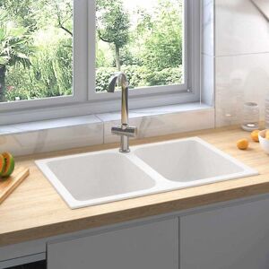 VIDAXL Lavello Doppio in Granito Bianco - Cucina VIDAXL Lavello Doppio in Granito Bianco - Cucina