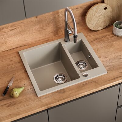 Vicco Lavello Prag, Beige, 58 X 50 Cm Con 2 Lavelli, Bergström Vicco Lavello Prag, Beige, 58 X 50 Cm Con 2 Lavelli, Bergström