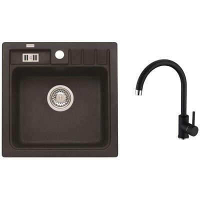ALVEUS - Set Di Lavello Niagara 20 E Miscelatore Kati, Carbon Seta25913 ALVEUS - Set Di Lavello Niagara 20 E Miscelatore Kati, Carbon Seta25913