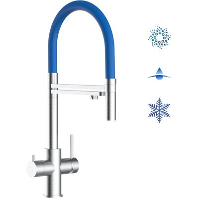 VIZIO Rubinetto 5 vie in acciaio inox con bocca girevole - Blu - 446 VIZIO Rubinetto 5 vie in acciaio inox con bocca girevole - Blu - 446