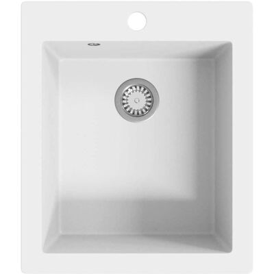 VIDAXL Lavandino Cucina Granito 1 Lavello Ad Incasso Bianco Crema - VIDAXL Lavandino Cucina Granito 1 Lavello Ad Incasso Bianco Crema -