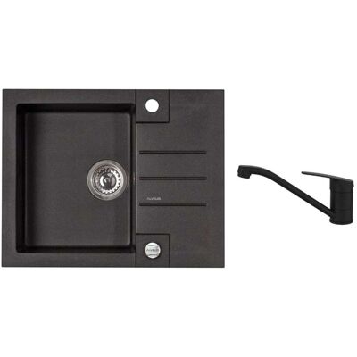 ALVEUS - Set Di Lavello Rock 30 E Miscelatore Clara, Con Comando Di Scarico, Carbon Seta25869 ALVEUS - Set Di Lavello Rock 30 E Miscelatore Clara, Con Comando Di Scarico, Carbon Seta25869